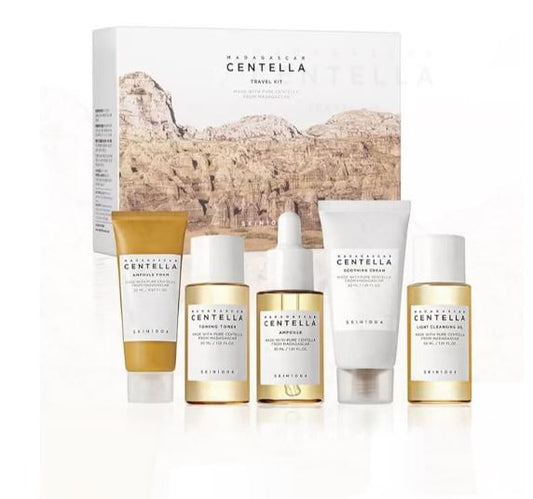 Madagascar Centella Travel Kit, Basic Skincare Box, Compact Size, Soothing Calming Yellow/White