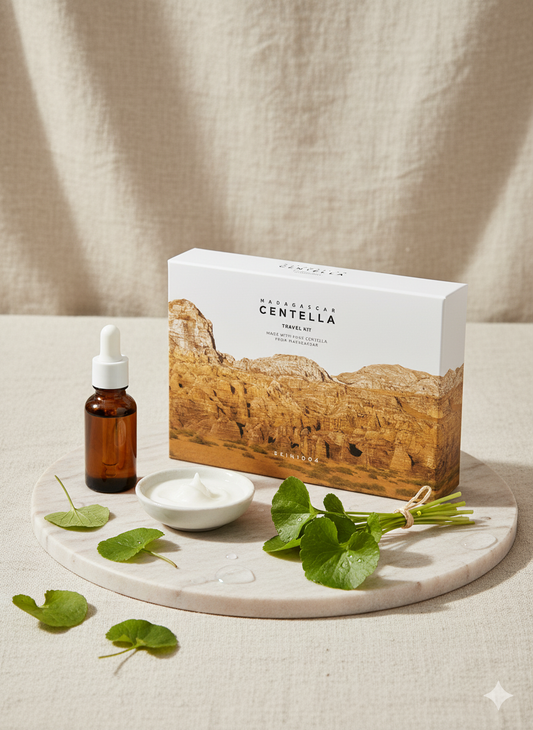 Madagascar Centella Travel Kit, Basic Skincare Box, Compact Size, Soothing Calming Yellow/White